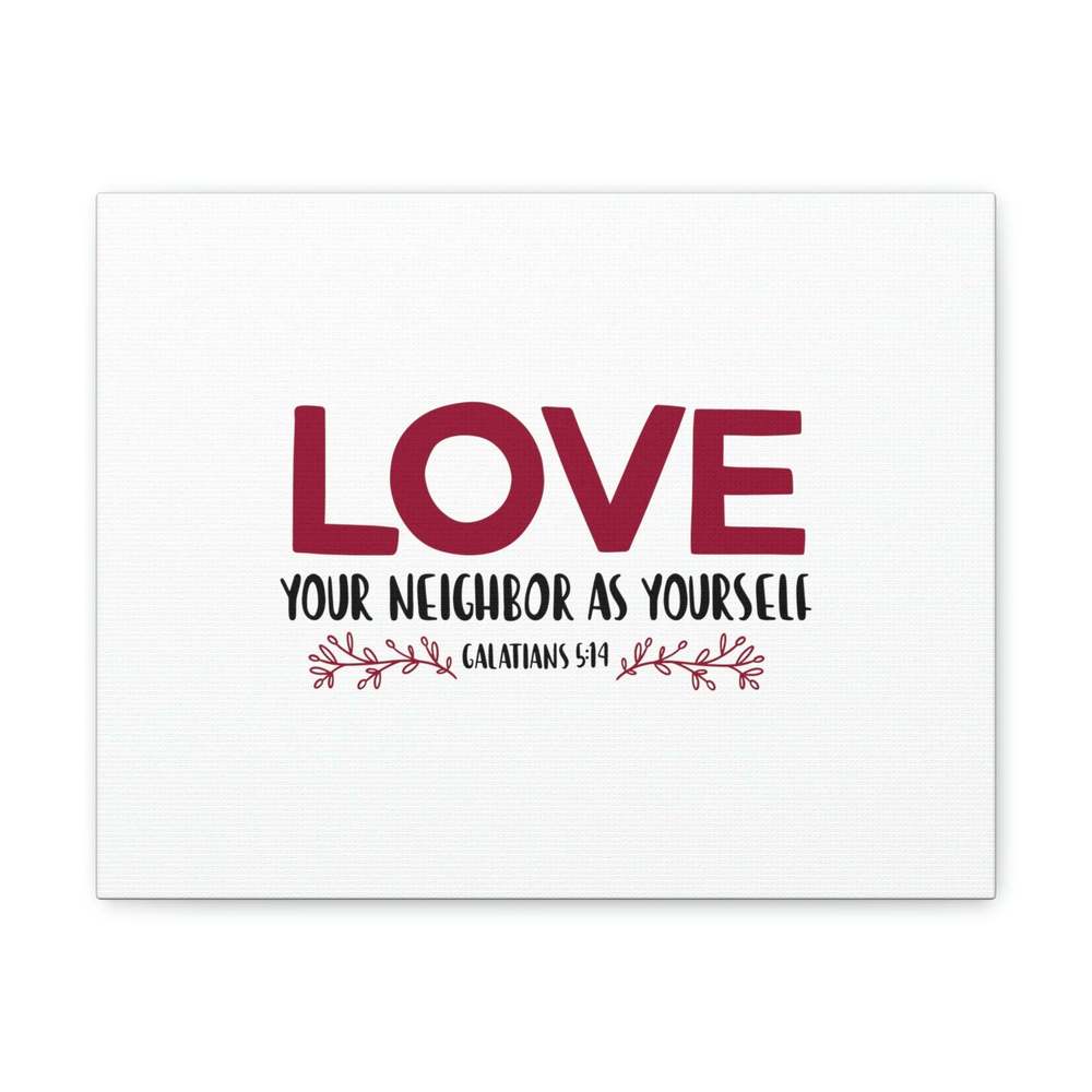 Scripture Sign Love Your Neighbor Galatians 5:14 Red Christian Wall Art Bible V